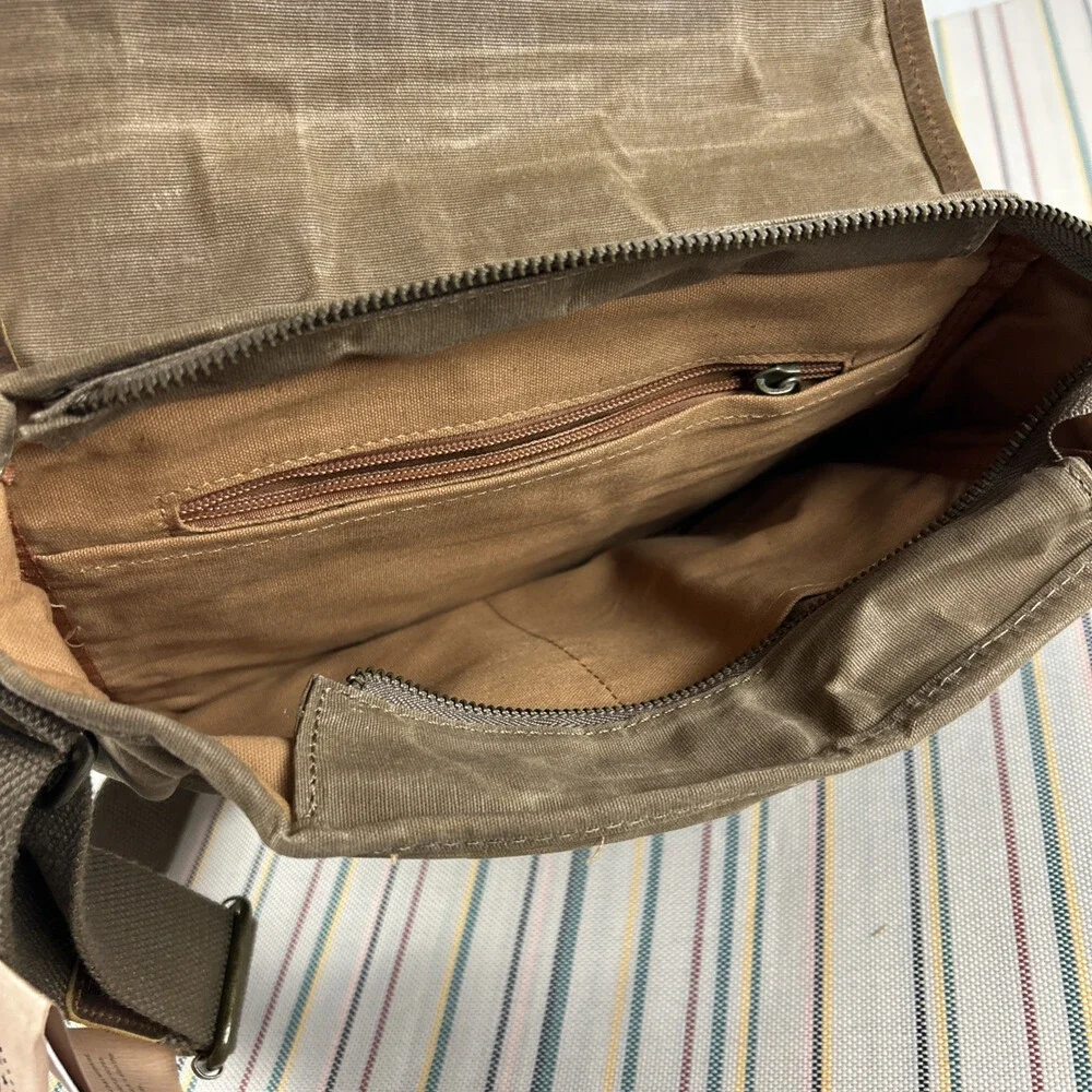 NEW Vere Gloria Crossbody Handbag Leather Canvas Brown Womens Boho Gorpcore